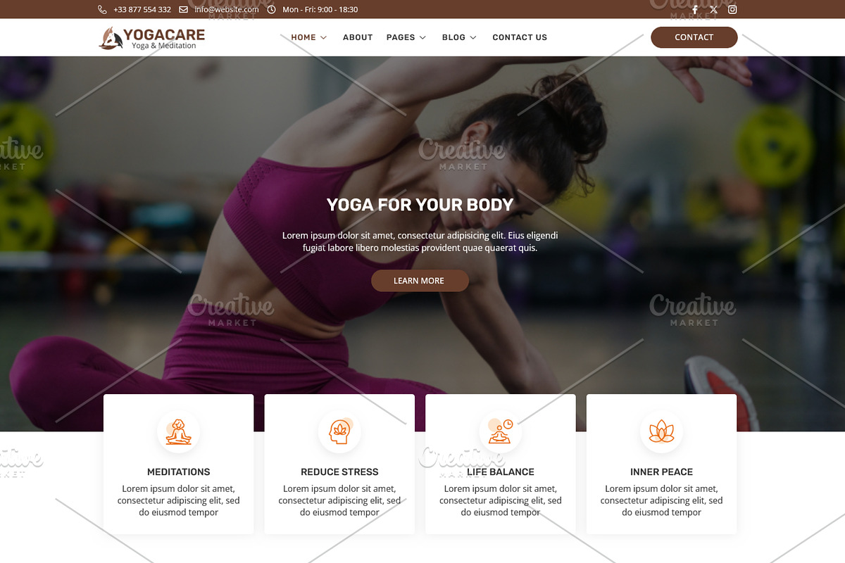 Yoga & Meditation Elementor Template, a WordPress Template by HasnainDEV (Photo 2 of 5)