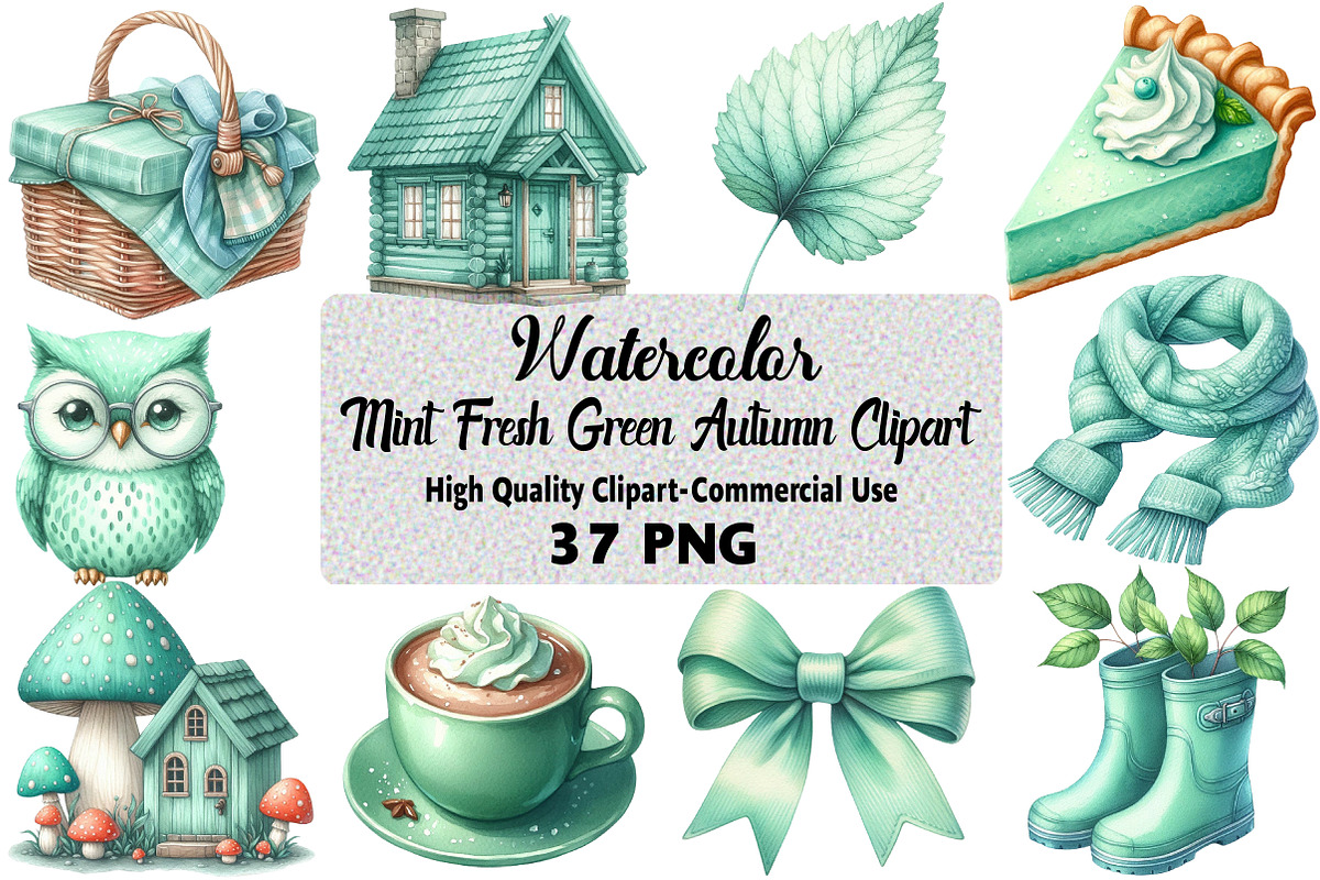 Mint Fresh Green Autumn Clipart, an Illustration by Daily.Designs (Photo 1 of 5)