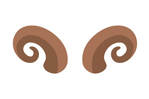 Brown ram horns. Cartoon vector, an Animal Illustration by GraphiShop