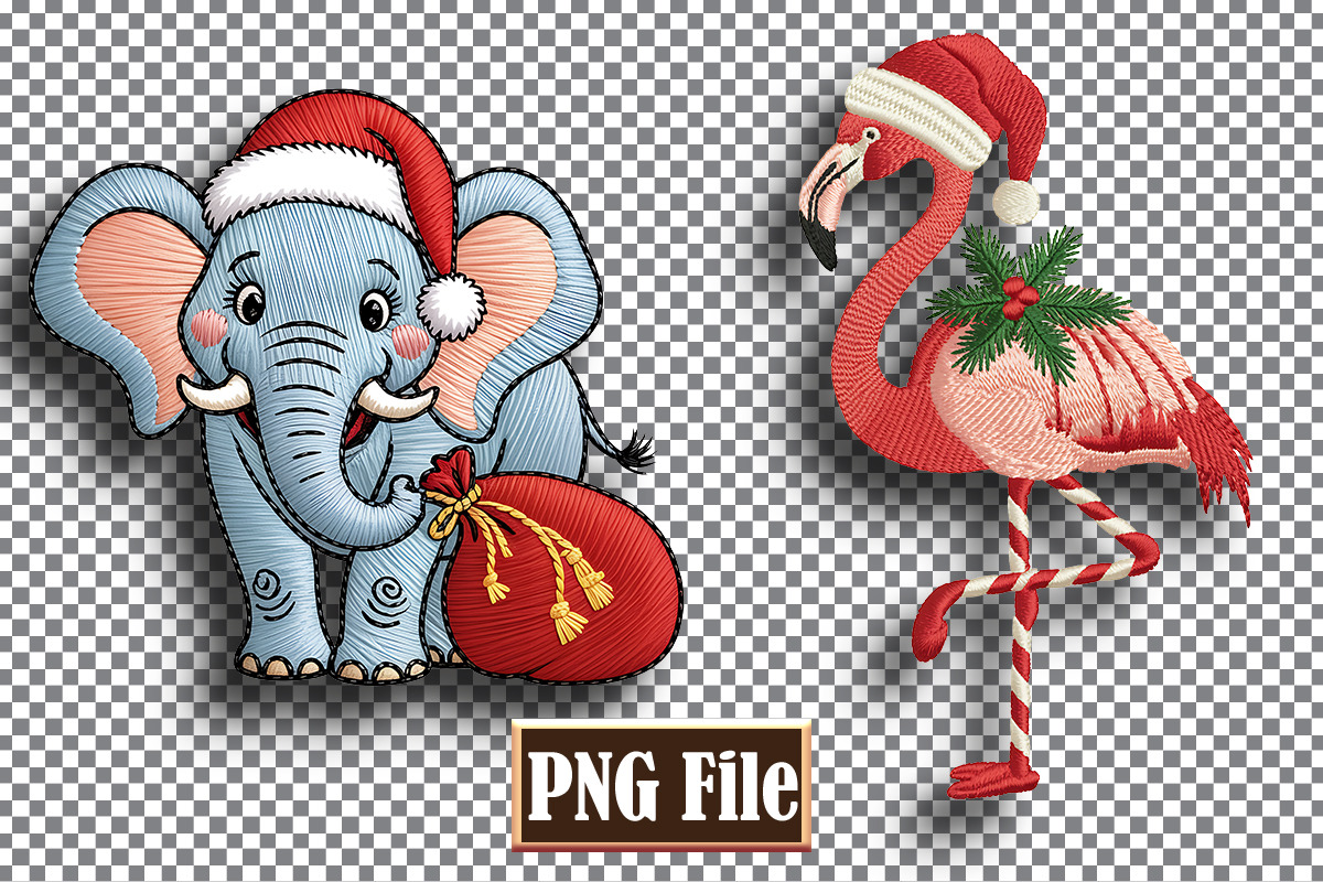 Christmas Animal Embroidery Clipart, a Seasonal Illustration by protabsorkar11 (Photo 8 of 10)