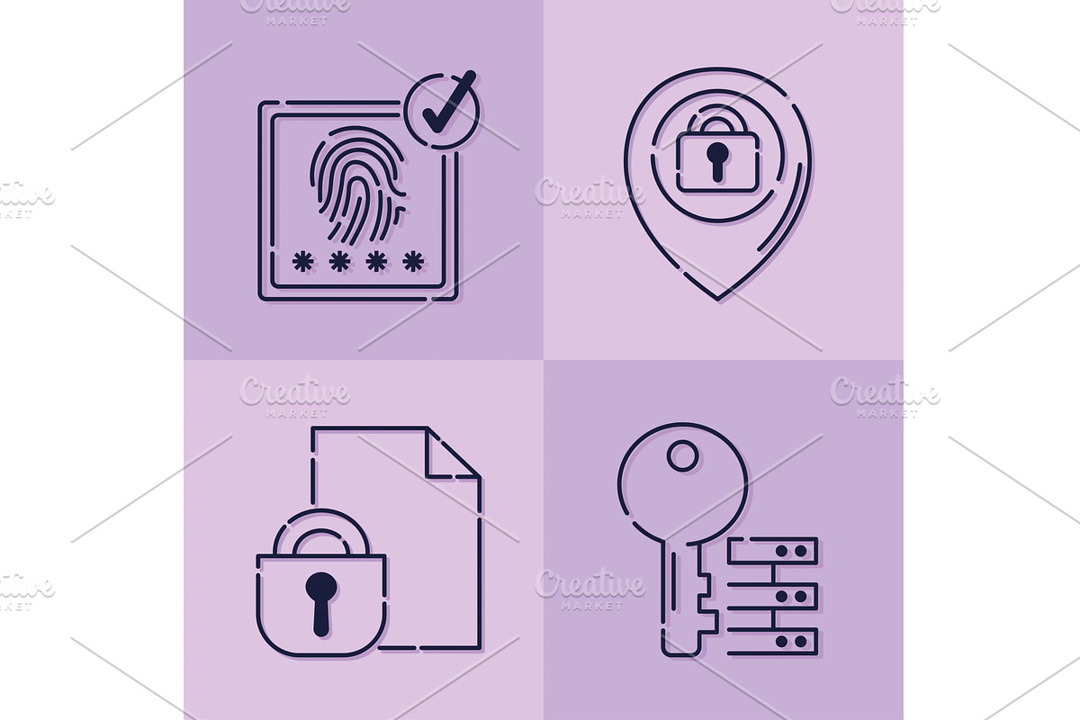 four cyber security icons, a Technology Illustration by studiogstock