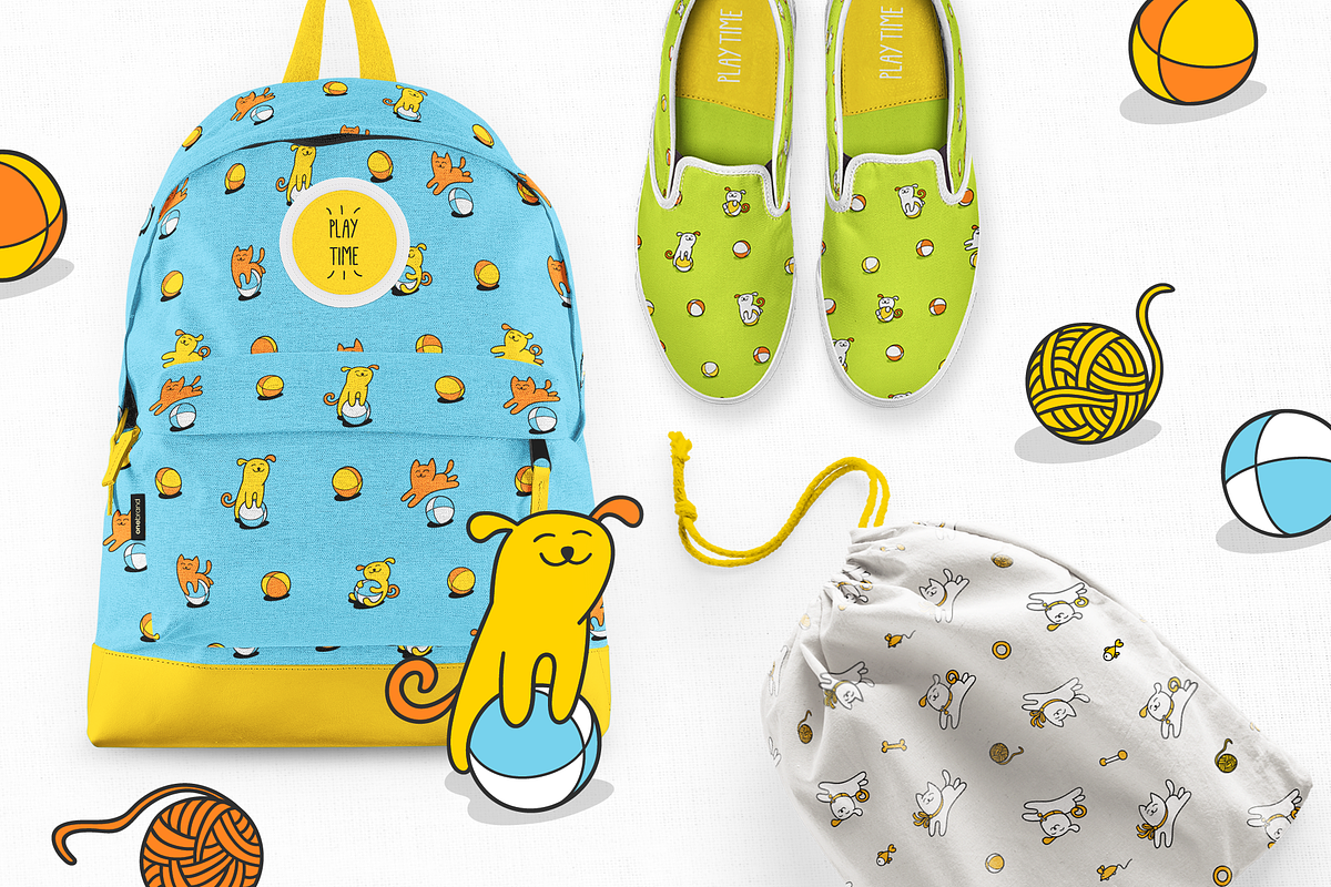 PLAY TIME | LITTLE CAT & DOG SET, a Pattern Graphic by CATMINT (Photo 7 of 10)