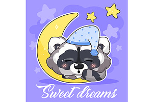Cute raccoon kawaii character, a Poster Template by IMG visuals characters