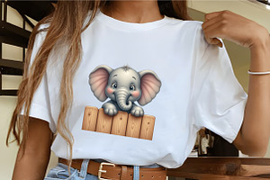 Elephant Peeking Around Corner Clipa, an Illustration by CrexoraLab