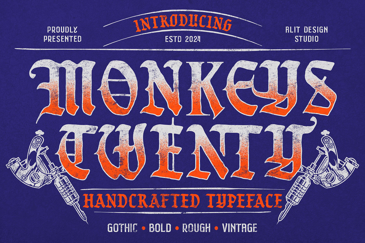 Monkeys Twenty Blackletter, a Blackletter Font by alit design (Photo 1 of 17)