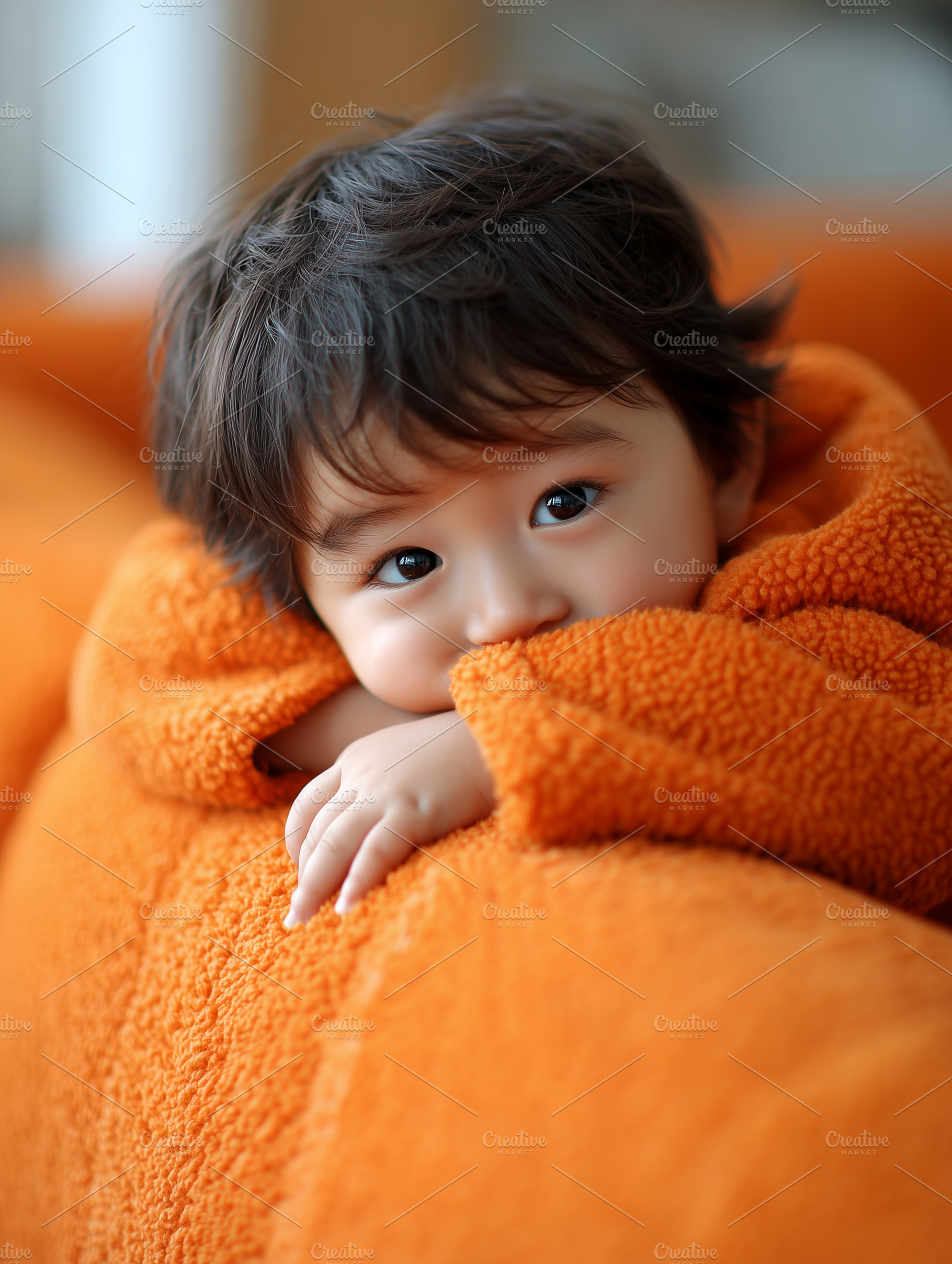 Adorable asian baby wrapped in, a Person Photo by MistyDay