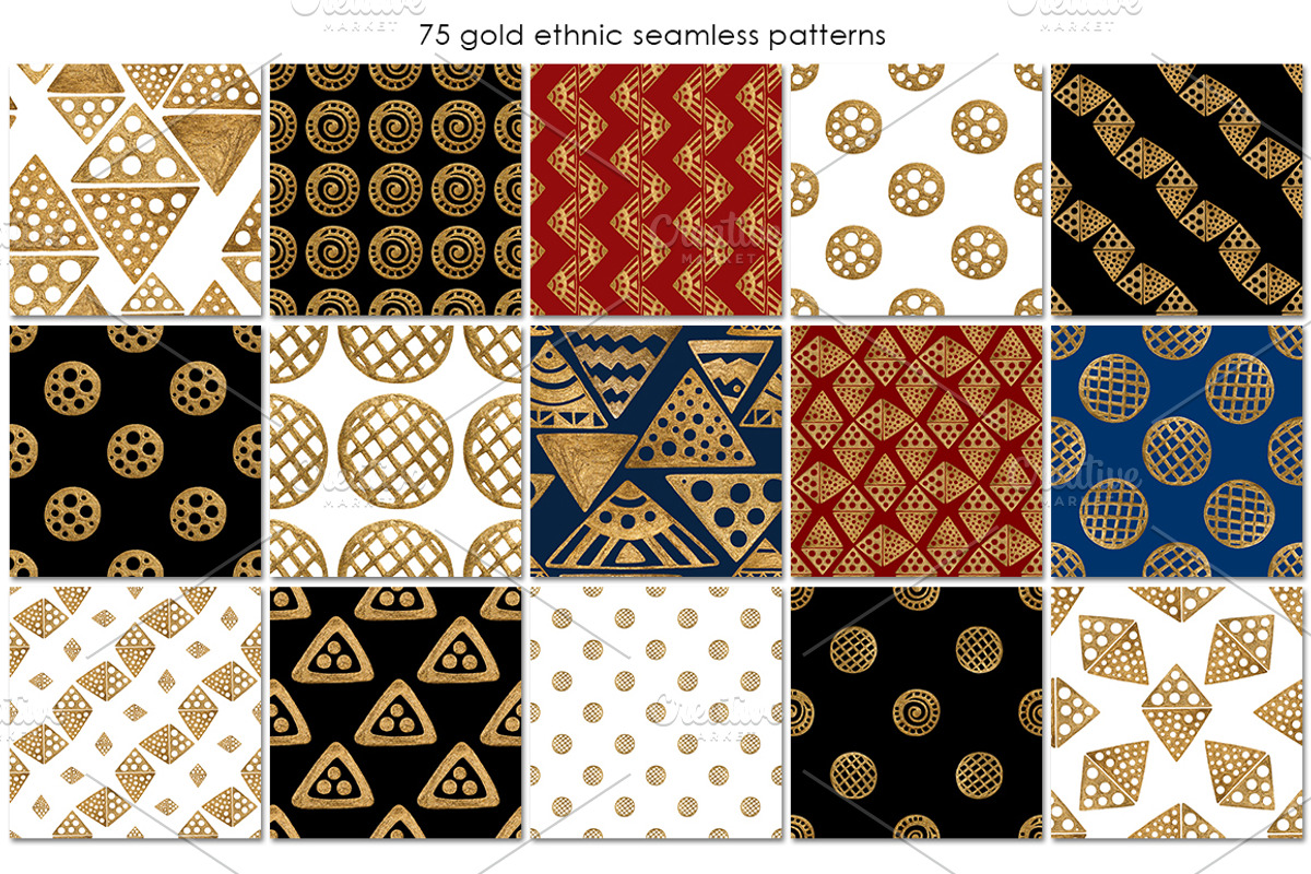 GOLD ETHNIC patterns. Hand painted., a Pattern Graphic by xgart (Photo 5 of 7)