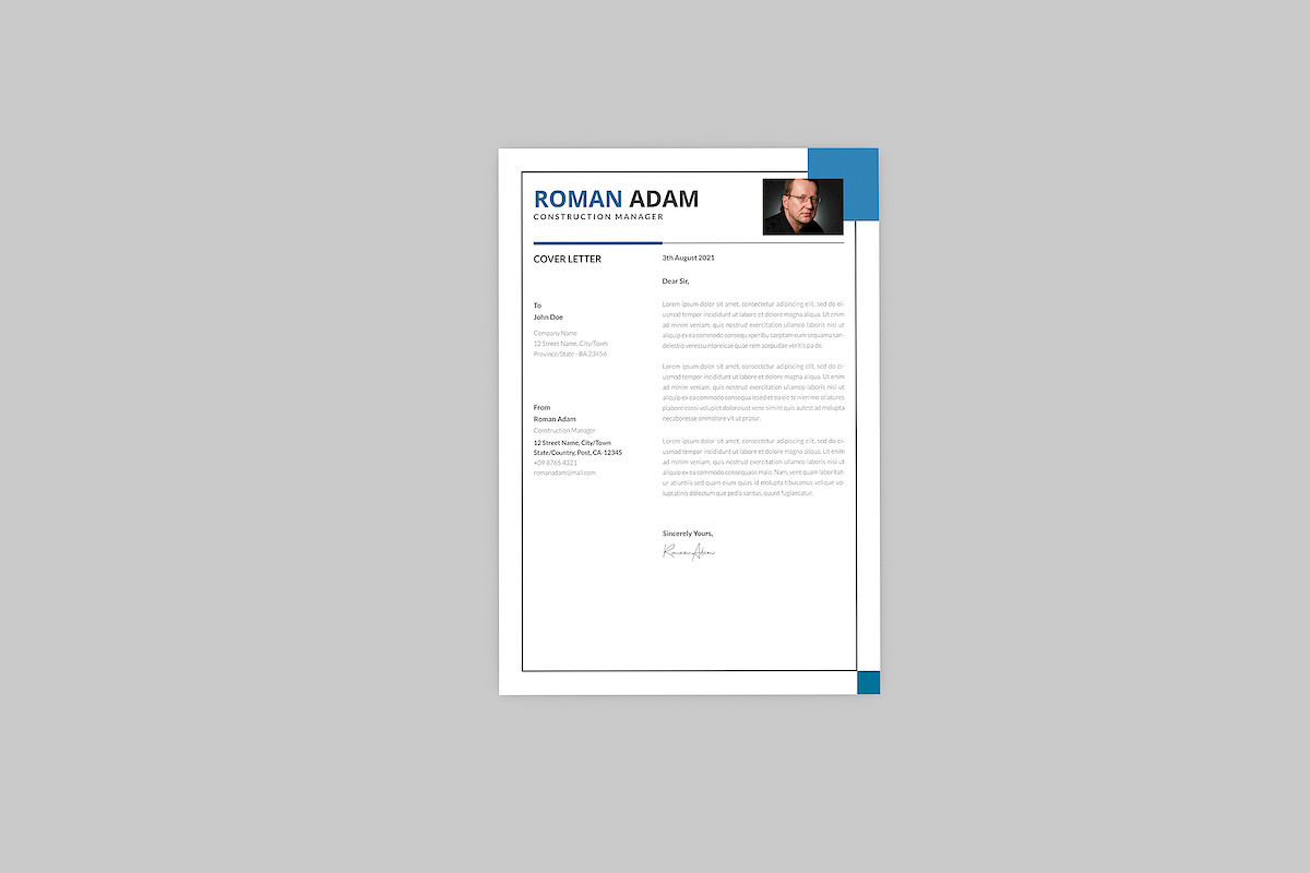 Roman Manager Resume Designer, a Resume Template by AQR Studio