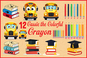 Cassie the Colorful Crayon & School, an Object Graphic by yasushie