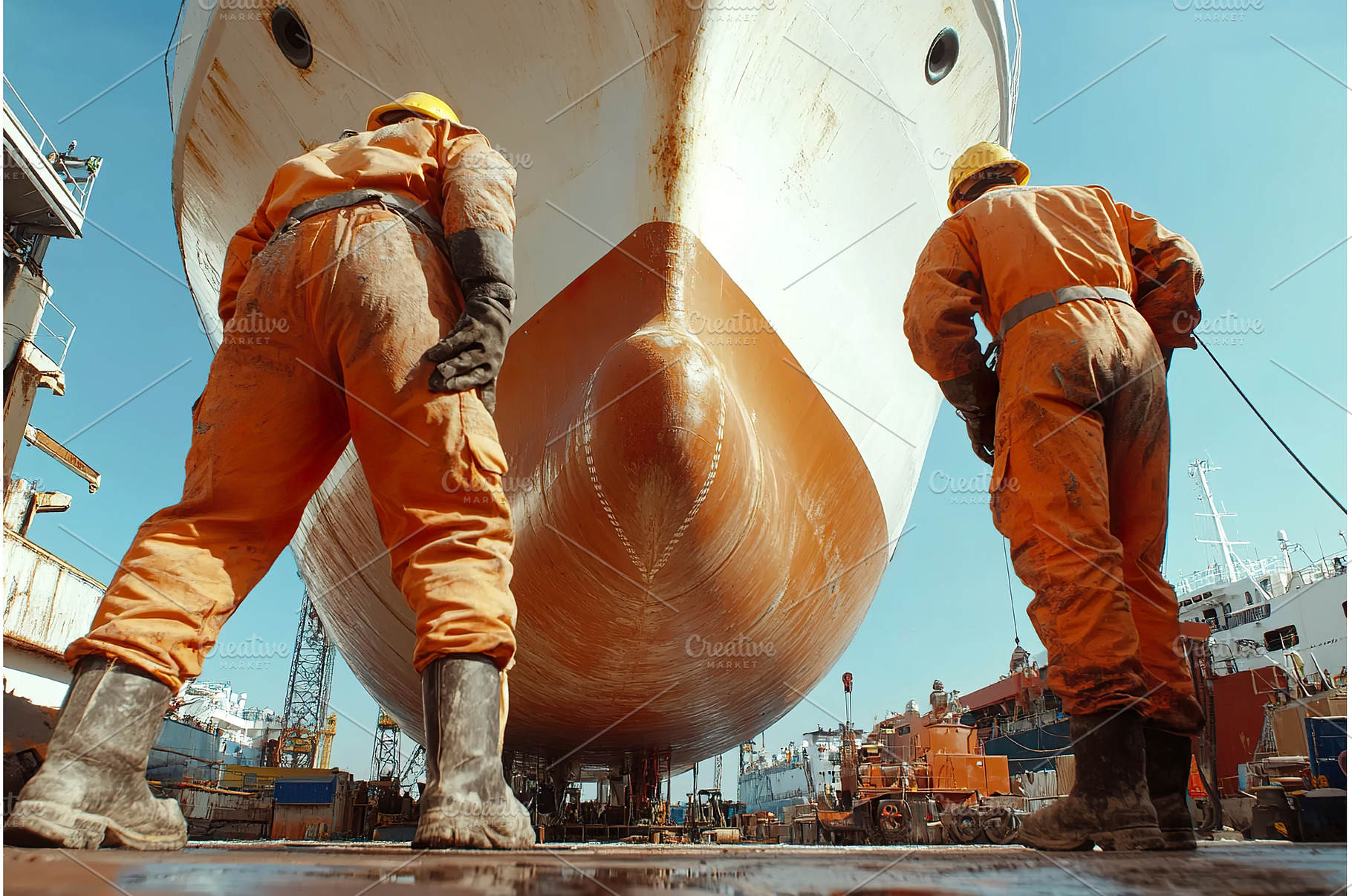 Shipbuilding workers in protective, an Industrial Photo by Lermont51