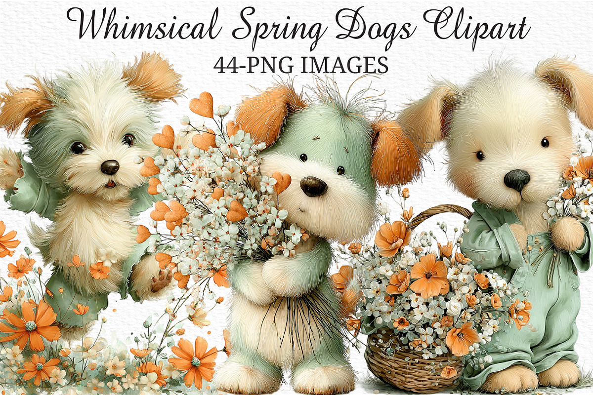 Whimsical Spring Dogs Clipart, an Illustration by Craft Nest (Photo 1 of 11)