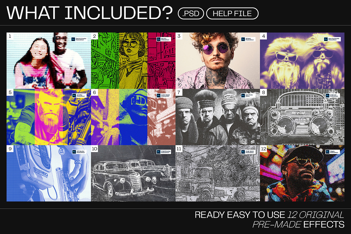 12 Photo Effect Templates, a Layer Style Add-On by iDoodle Studio ...