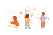 Cute kids drawing doodles on wall, a Person Illustration by PaperTrident (Thumbnail 6 of 14)