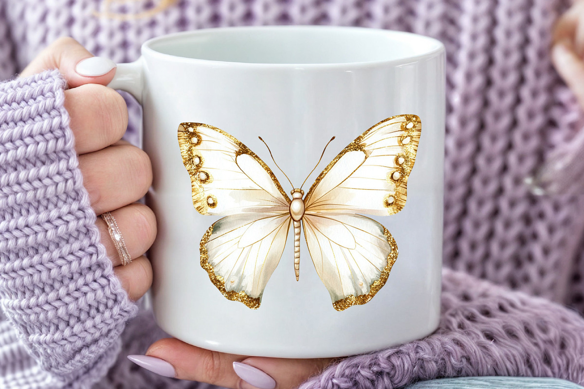 Watercolor Glitter Butterfly Clipart, an Illustration by Rose Art (Photo 7 of 7)