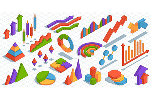Isometric business graphs, an Illustration by YummyBuum