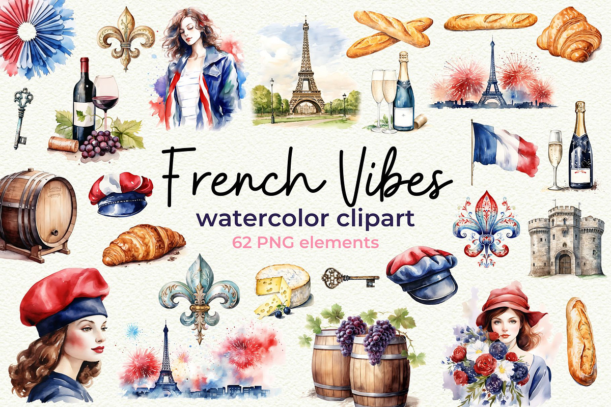 French Vibes Clipart, an Object Graphic by Anna Design Studio (Photo 1 of 9)