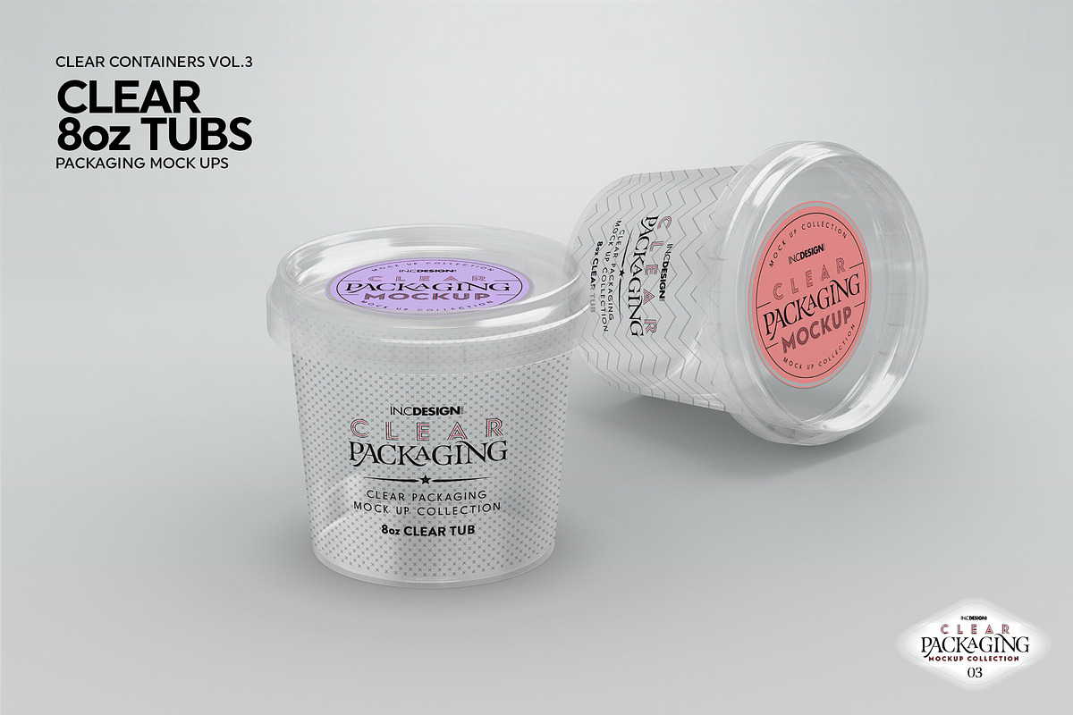 Clear 8oz Tubs Packaging Mockup, a Cups & Container Mockup by INCDesign (Photo 3 of 6)