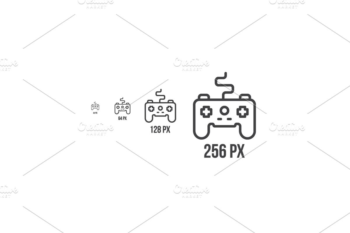 GAMER: icons and patterns, an Outline Icon by chewkotski (Photo 3 of 6)
