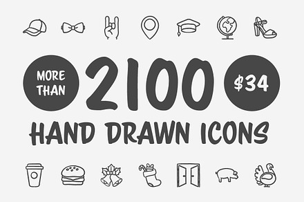 2100 Hand drawn vector icons, an Outline Icon by Visual Generation