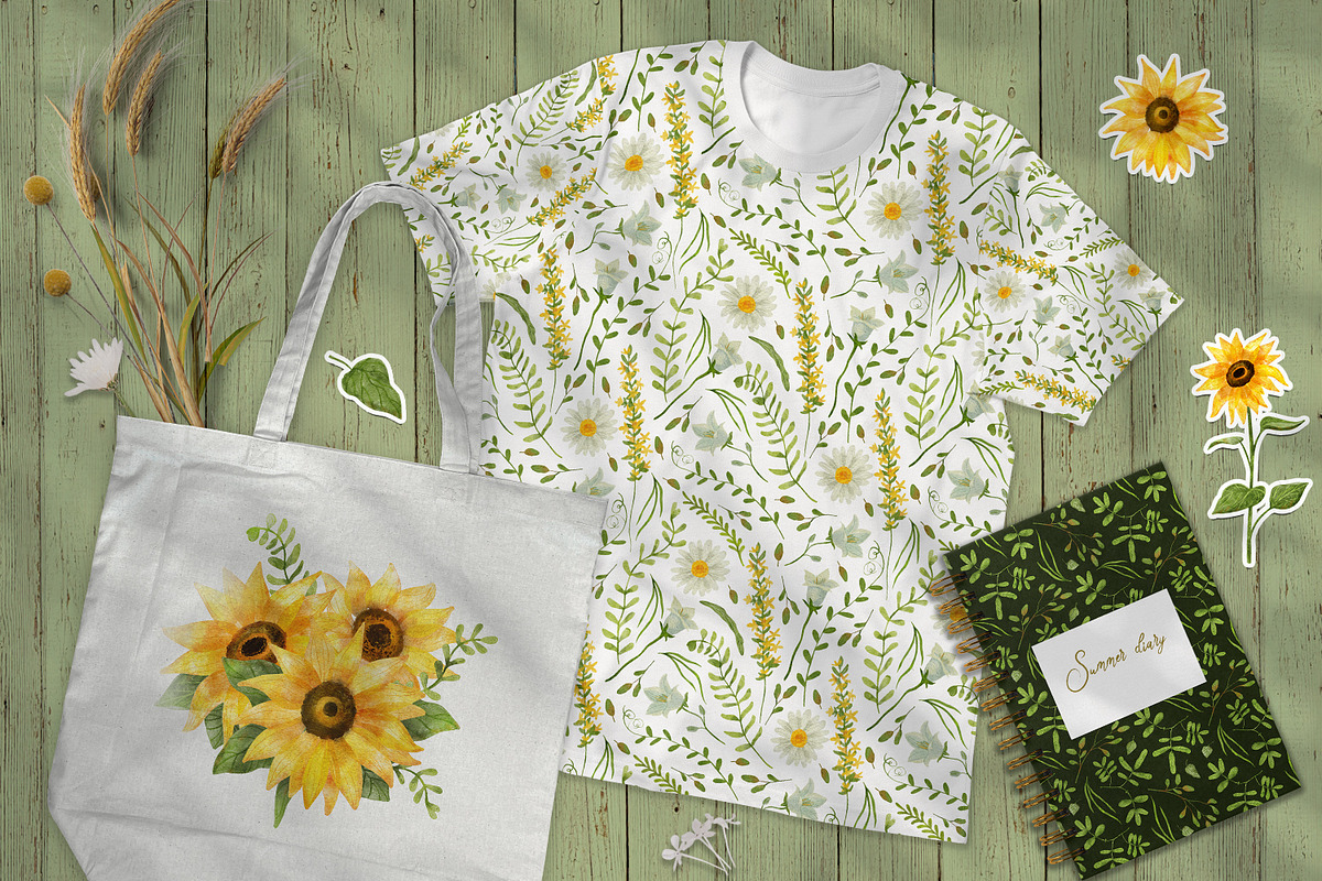 Sunflowers Watercolor Collection, an Illustration by Anna Druzhkova (Photo 16 of 17)
