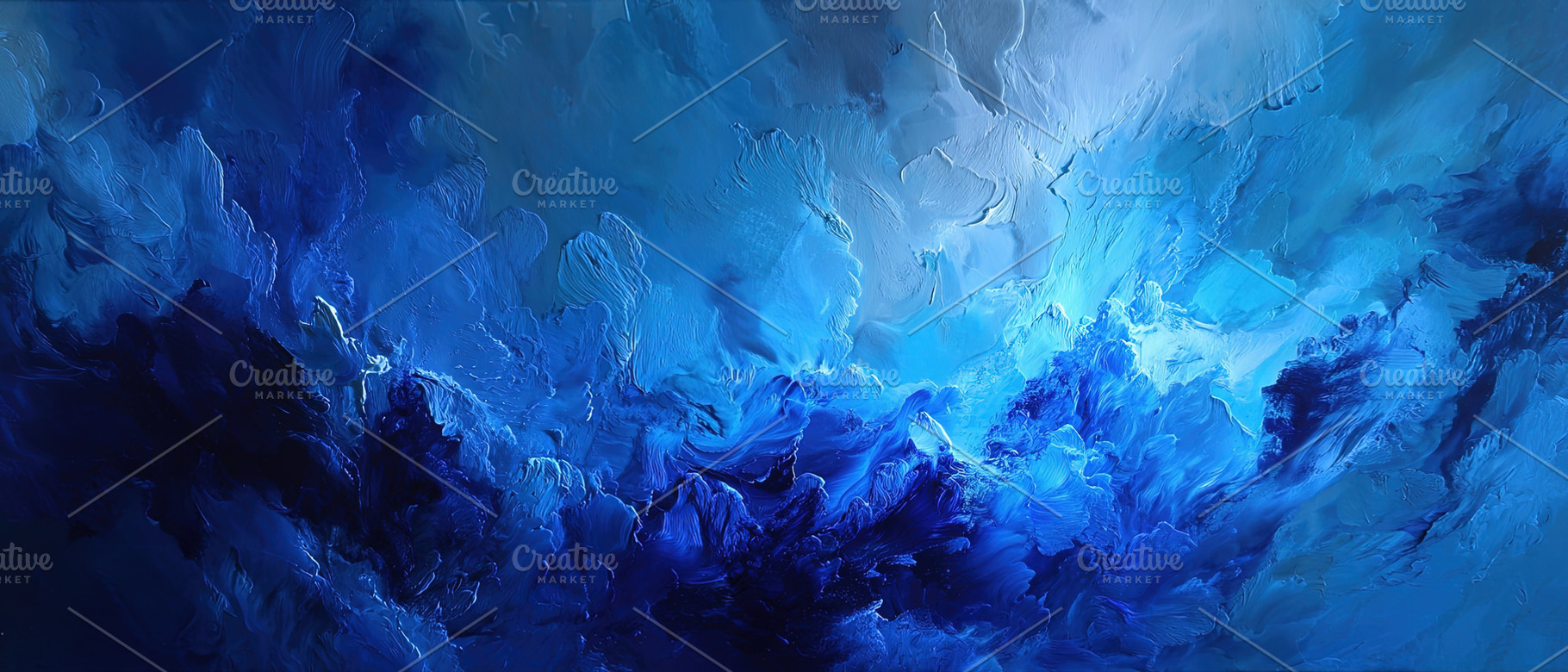 Vivid abstract painting in shades of blue with fluid brush strok, an Abstract Photo by Ales Munt