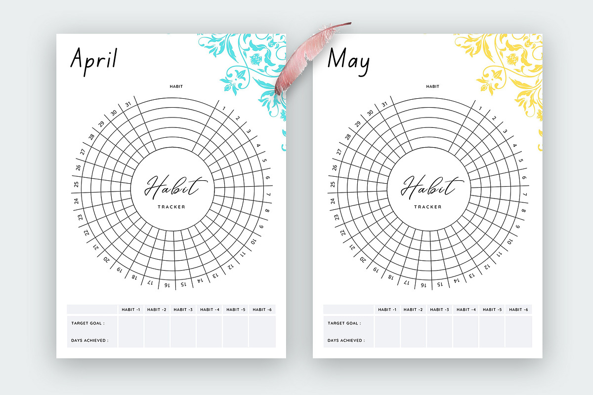 Monthly Habit Tracker Bundle Pack, a Stationery Template by Design Zone (Photo 4 of 6)