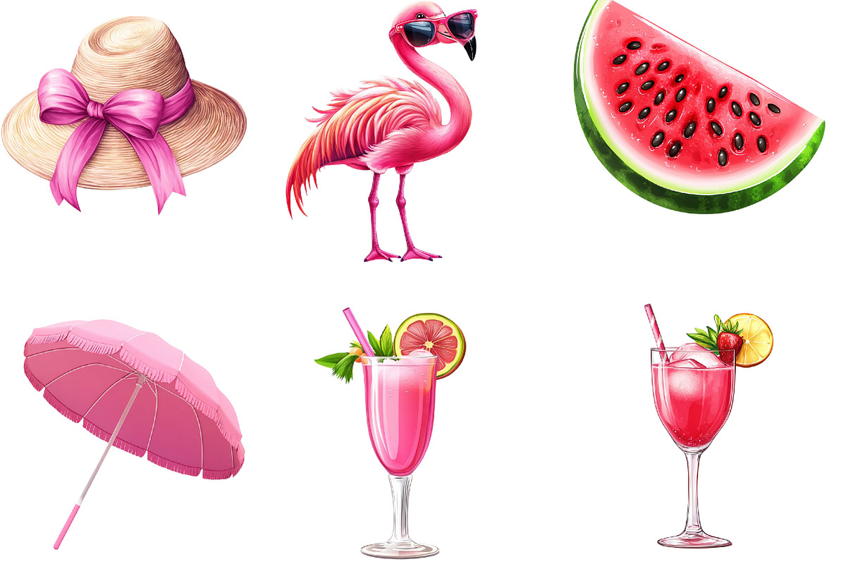 Pink Summer Clipart, an Illustration by Designking (Photo 2 of 5)