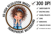 Quirky Cute Little Girl Clipart, an Illustration by Craft Nest (Thumbnail 2 of 10)