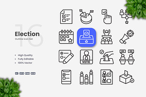 Election Outline Icons, an Outline Icon by Upnowgraphic