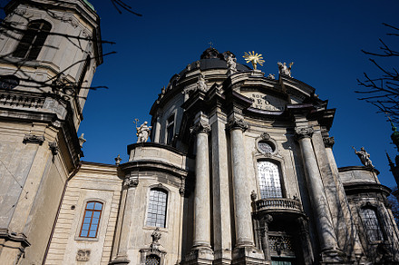 Baroque Architecture of a Historic Dominican Church Building in Lviv, Ukraine., a Photo by AS photostudio