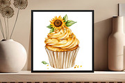 Watercolor Floral Cupcake Clipart, an Illustration by DreamCafeArt (Thumbnail 5 of 5)