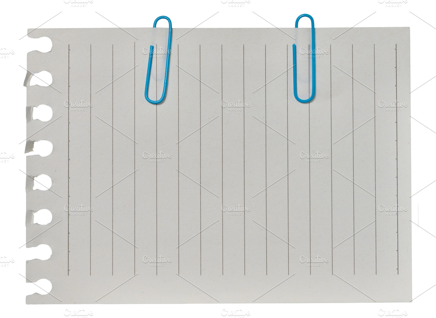 A sheet of white lined paper attached with two blue paper clips, a Background Photo by ndanko
