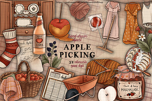 Apple Picking Clipart Kit