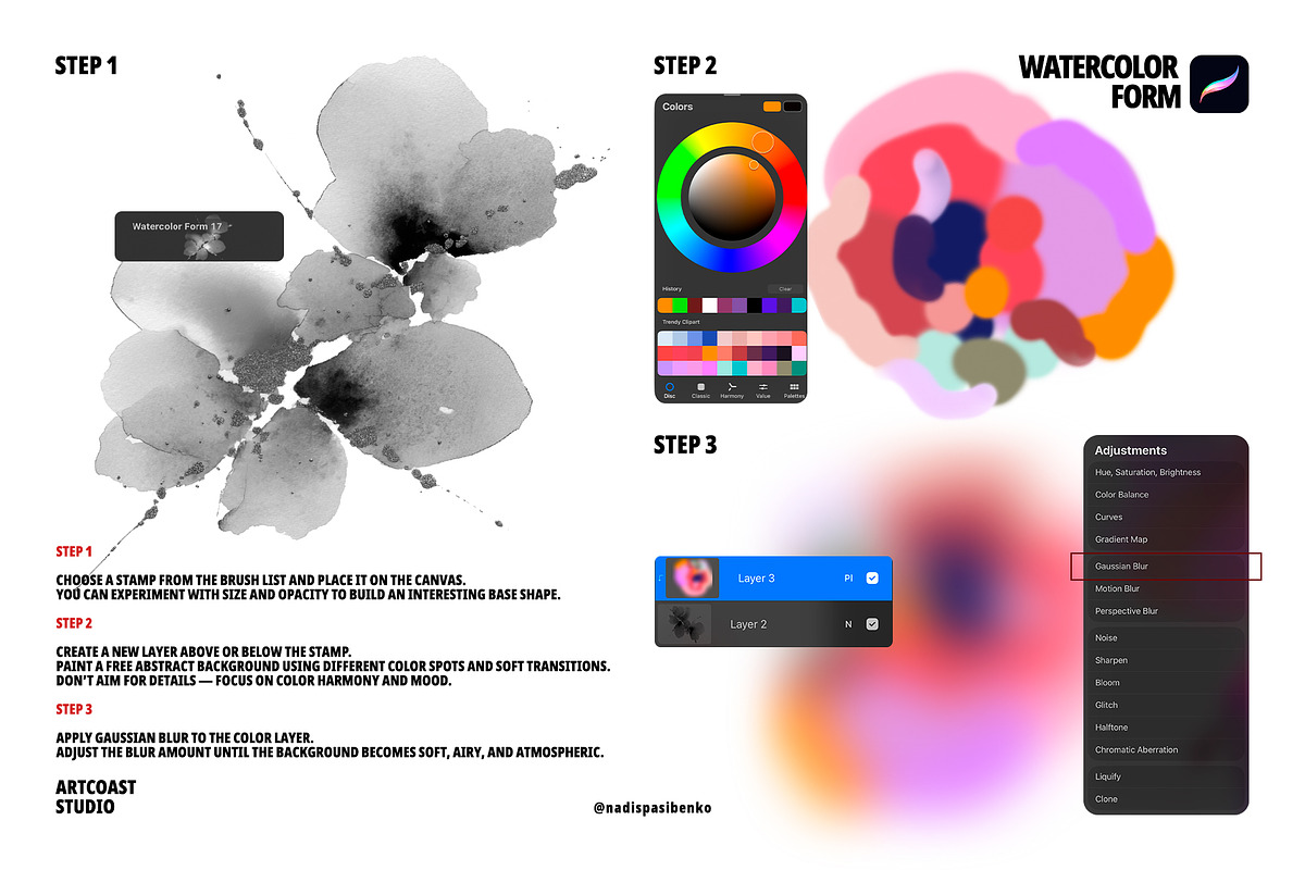 Watercolor Forms – Procreate Stamp, a Shape Add-On by Spasibenko Art (Photo 4 of 6)