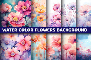 Water Color Flowers Background Paper