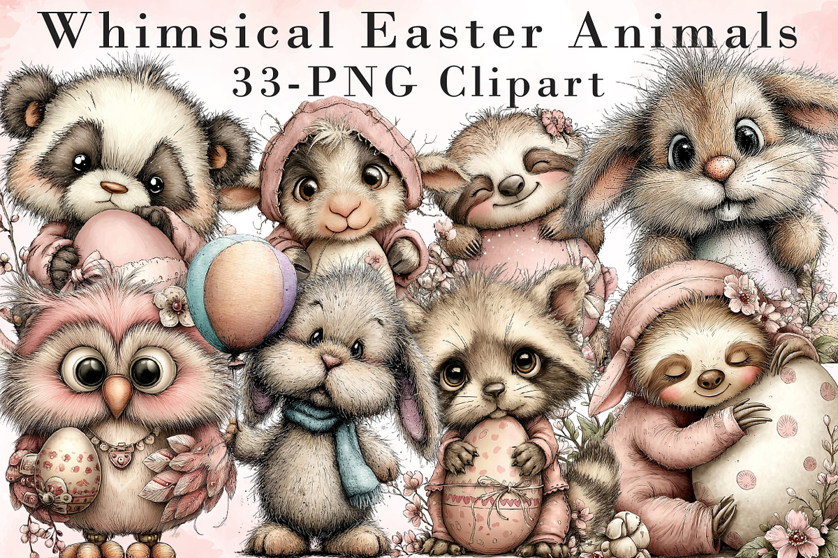 Whimsical Easter Animals Clipart, an Illustration by Libby Wishes (Photo 1 of 7)