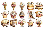 Quirky Ice Cream Watercolor Clipart, a Food Illustration by Nicolle's Colorful Art (Thumbnail 4 of 6)
