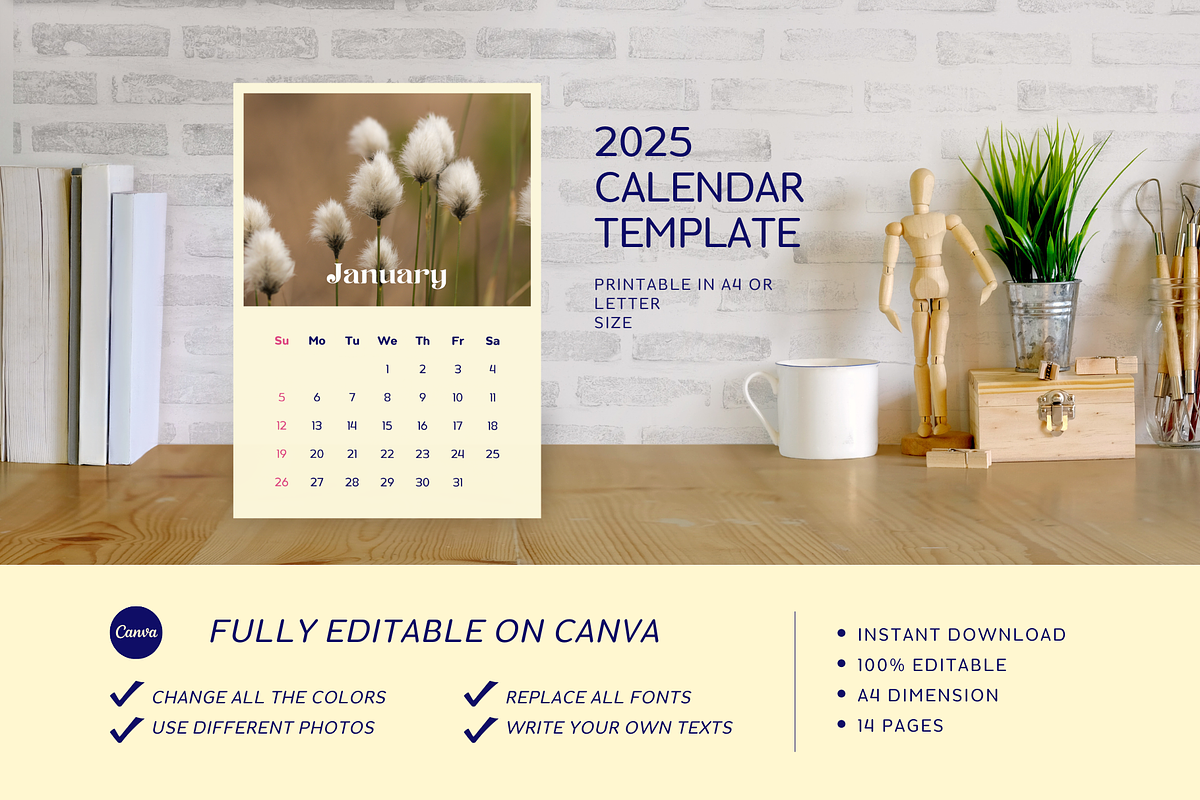2025 CALENDAR CANVA TEMPLATE, a Stationery Template by The Little Lily Studio (Photo 5 of 5)