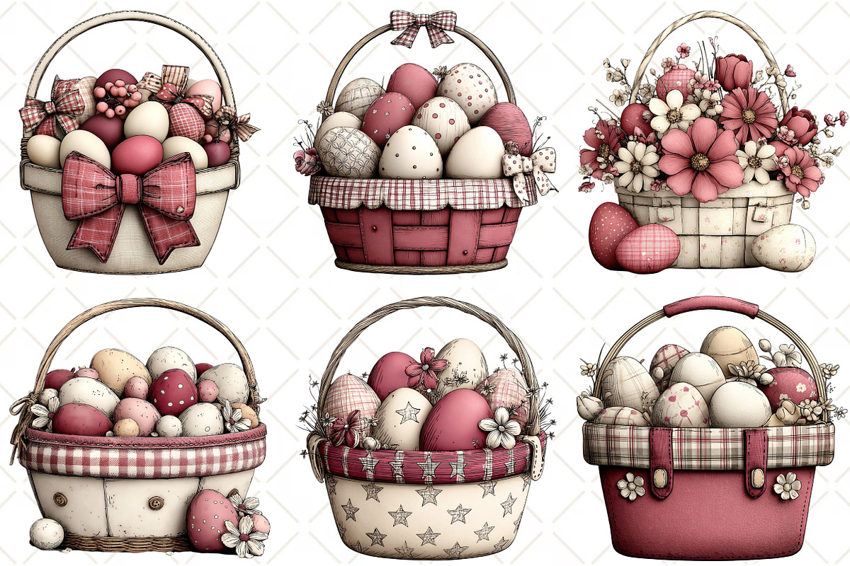 Whimsical Easter Egg Basket Clipart, an Illustration by Black Bird Studio (Photo 4 of 5)