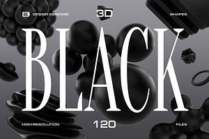 3D Black Shapes - 120 Illustrations