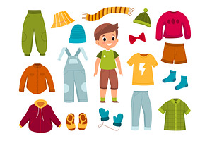Boy clothes. Young modern child with, an Object Illustration by YummyBuum