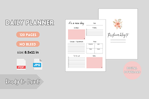 Printable Daily Planner, a Print Template by noredinedesignco