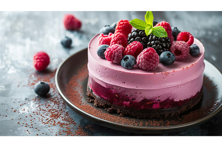 Delicious berry cheesecake with, a Background Photo by Lermont51