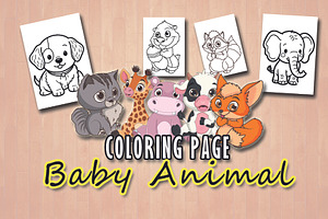 Coloring Page Baby Animal, an Illustration by Eka Design