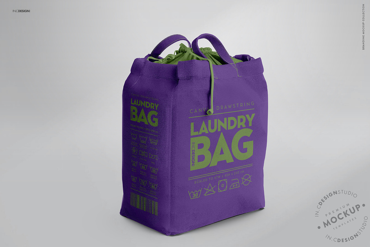 Canvas Laundry Bag Mockup, a Packaging Mockup by INCDesign (Photo 3 of 9)