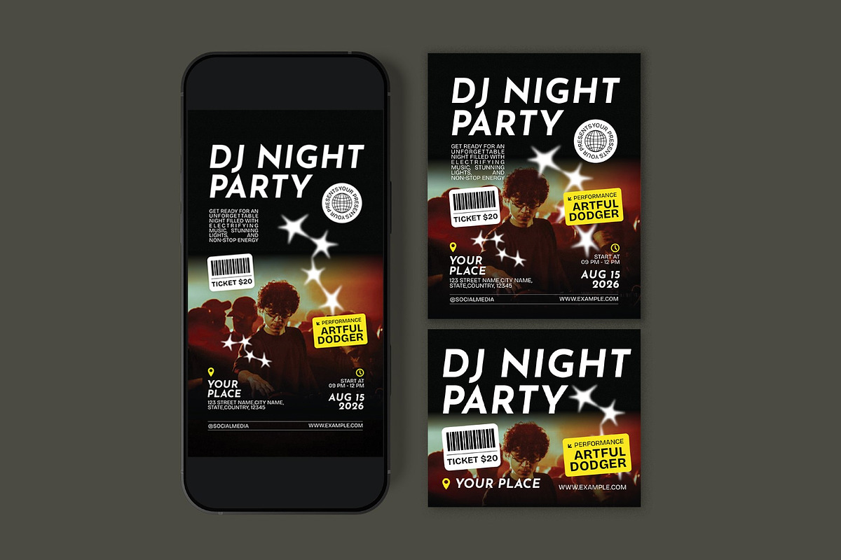 DJ Night Party Flyer, a Flyer Template by graphicook (Photo 3 of 3)