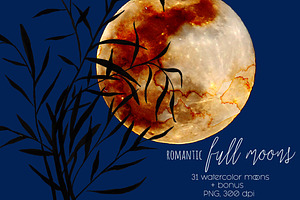 Full Moon Watercolor + bonus
