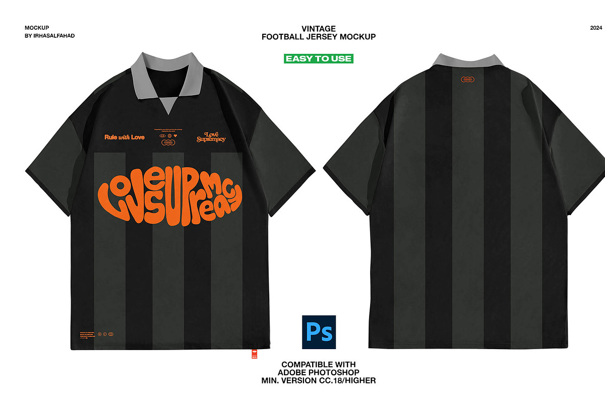 Vintage Football Jersey Mockup, a Shirt Mockup by Irhasalfahad (Photo 1 of 5)