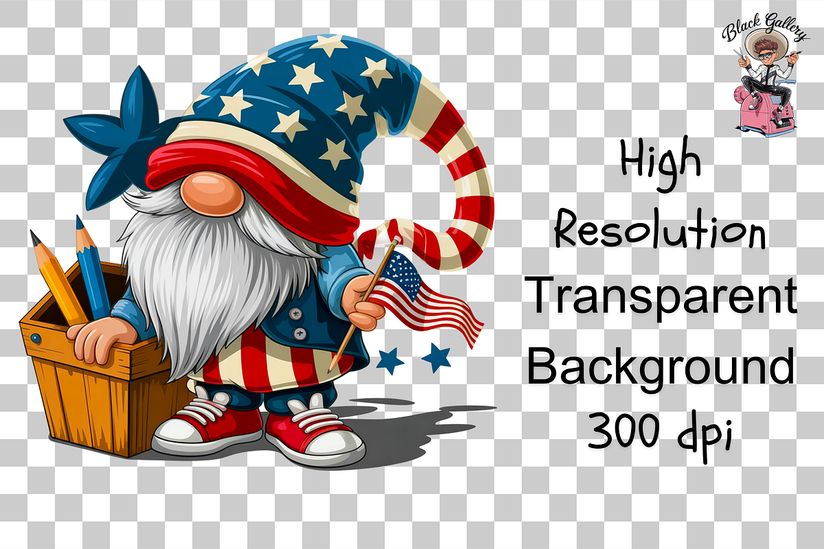 4th of July Gnome Clipart Png Bundle, an Illustration by Clipart Bloom (Photo 5 of 11)