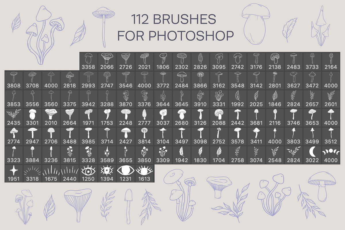 Mushrooms Procreate Stamp Brushes, a Brush Add-On by NinaFedorova (Photo 4 of 4)